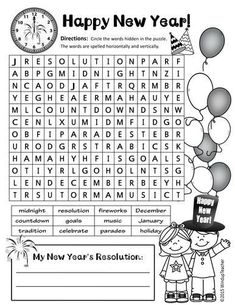 happy new year word search for kids