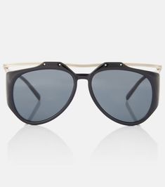 SL M137 Amelia aviator sunglasses in black - Saint Laurent | Mytheresa Black Aviator Sunglasses, Maxi Jersey Dress, Metal Sunglasses, Slingback Pump, Aviator Sunglasses, Leather Clutch, Fashion Sunglasses, Sunglasses Accessories, Designing Women