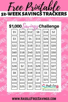 the free printable 5 - week savings tracker for $ 1, 000 is shown