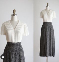 Diy Midi Skirt, Dark Botanical, Warm Weather Outfits, Pleated Blouse, Vintage Elegant, Minimalist Outfit