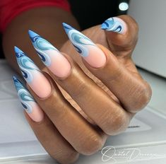 Trendy Blue Nails, Monday Morning Blues, Fake Nails Long, Pointy Nails, Blue Acrylic Nails, Smink Inspiration, Simple Gel Nails, Work Nails