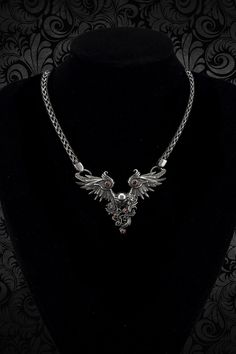 "Women's necklace \"Dark Angel\" Sterling silver - 925 K; Gemstones - cubic zirconia. Weight - 48 grams. We need 2 weeks to make a chain with various changes such as: -other color -other jewelry stones -and so on Please check all my catalog to choose your favorite brutal jewelry, men's cuff links, skull bracelet, skull ring, skull pendant https://www.etsy.com/shop/YetiBikersJewelry All of our jewelry have been designed and produced by ourselves with love and passion. Be sure you get a unique jew Gothic Sterling Silver Chain Jewelry, Gothic Sterling Silver Chain Necklace, Silver Gothic Skull Necklace, Gothic Sterling Silver Necklace, Gothic Oxidized Sterling Silver Necklaces, Gothic Sterling Silver Necklace With Oxidized Finish, Gothic Oxidized Pendant Necklace, Gothic Oxidized Pendant Necklaces, Mens Silver Pendants