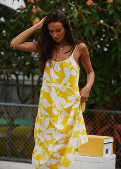 Featuring our tropical Islander print in a sorbet peach colour way. This timeless and effortless silhouette will become your forever favourite. To be worn on repeat all Summer long. - 100% Linen - Digitally Printed - Soft Gathers at Neckline and Waist - Mini Length - Adjustable Shoulder Straps Tropical Sleeveless Beach Dress For Brunch, Sleeveless Tropical Beach Dress For Brunch, Casual Yellow Mini Dress With Adjustable Straps, Vacation Tropical Print Sundress With Spaghetti Straps, Beachwear Sundress With Tropical Print And Spaghetti Straps, Vacation Sundress With Tropical Print And Spaghetti Straps, Tropical Print Spaghetti Strap Sundress For Vacation, Tropical Print Sundress With Spaghetti Straps For Vacation, Spring Tropical Dress With Adjustable Straps