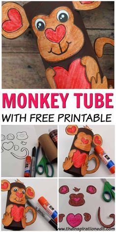 monkey tube with free printables for kids to make