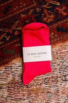 Le Bon Shoppe Her socks perfect height knit rib socks in classic red. 80% cotton, 18% poly, 2% spandex. one size fits most. Machine wash cold, tumble dry low. Made in Korea. PIPE AND ROW Trendy Fitted Red Socks, Trendy Red Cotton Socks, Comfortable Stretch Red Socks, Classic Red Socks For Winter, Fitted Red Cotton Socks, Red Stretch Sporty Socks, Individual Style, Drink Sleeves, The Row