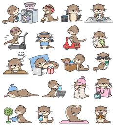 an image of otters doing different things