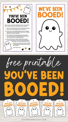 halloween printables for kids with ghost faces and text that says free printable you've been booed