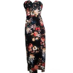 Nwt- Belle Journee Black Floral Print Dress- Size Xl Black Floral Print Form Fitting 97% Polyester 3% Spandex Lining 100% Polyester Black Strapless Floral Print Dress, Black Strapless Dress With Floral Print, Black Floral Print Maxi Dress For Night Out, Black Floral Print Dress, Ethiopian Opal Ring, Black Floral Print, Clothes Ideas, Floral Dress Black, Floral Print Dress