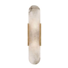 a wall light with a white marble surface and gold trim