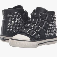 Nwt Ash Viper Toddler Hi-Top Sneakers In Size 26(Euro) / 9.5 Us. Brand New In Original Box. 100% Leather Material. Zipper Side Closure. Black With Black And Silver Studs/Gems. Black High-top Sneakers With Spikes And Round Toe, Black High-top Sneakers With Spikes, Black Spiked High-top Sneakers, Silver Low-top Sneakers, Silver Low-top Sneakers With Silver Studs, Silver Studded Low-top Sneakers, Ash Shoes, Toddler Sneakers, Hi Top