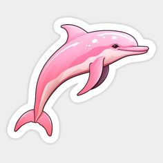 a pink dolphin sticker on a white background