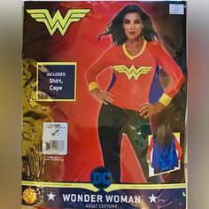 the wonder woman costume is on display in a package for $ 3 99 at toys r us