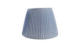 a blue and white checkered lamp shade