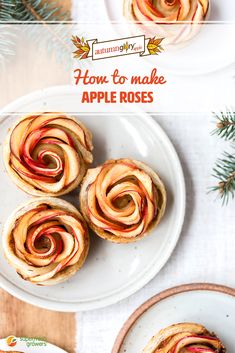 an image of apple rose rolls on a plate