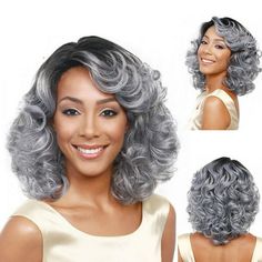 Wig Styling, Curly Bob Wigs, Grey Wig, Short Curly Wigs, Curly Hair Wig, Grey Gradient, Lace Hair, Human Hair Lace Wigs, Full Wigs