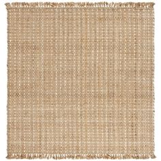 an area rug with fringes on the top and bottom, in neutral colors against a white background