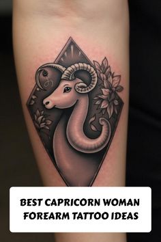 Best Capricorn Woman Forearm Tattoo Ideas Capricorn Symbols, Woman Forearm Tattoo, Capricorn Aquarius Cusp, Women's Shoulder Tattoo, Forearm Tattoo Ideas, Capricorn Woman, Capricorn Symbol, Rib Tattoos For Women, Capricorn Tattoo