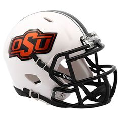 a white helmet with an orange and black logo on the side that says, osu rida