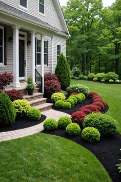 a house with landscaping in the front yard