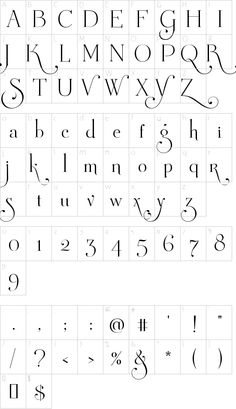 the upper and lower case of an old english typewriter with cursive writing