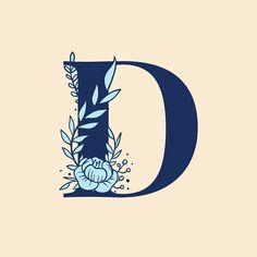 the letter d is made up of leaves and flowers, with an elegant font design