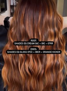 Copper Hair Formula Pravana, Copper Highlights Formula, Copper Brown Balayage Formula, Cowboy Cooper Hair Color Formula, Cooper Hair Formula, Copper Balayage Formula, Goldwell Red Hair Color Formulas, Pumpkin Spice Hair Color Formula, Redkin Eq Shades Formulas Copper