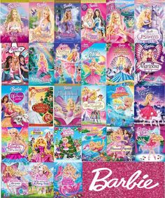 barbie princesses collage with the words barbie on it