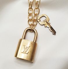 Authentic Vintage Louis Vuitton Locket Necklace, 14kt Gold Filled Chain, Key Attached. Lockets Are Numbered For Authenticity. Chain Is 16" In Length. Louis Vuitton Necklace Lock, Luxury Lock Jewelry For Gift, Formal Gold Jewelry With Lock, Bone Bead Necklace, Heart Pendant Necklace Gold, Vintage Locket, Astrology Necklace, Elephant Pendant Necklace, Turquoise Pendant Necklace