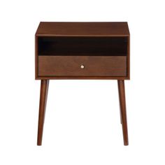 an end table with a drawer on one side and two drawers on the other hand