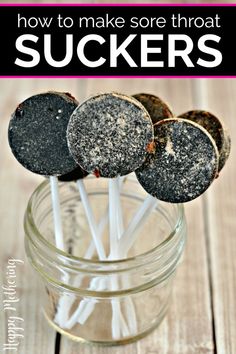 Are you looking for the best DIY natural sore throat remedies? For kids too young for throat lozenges, this healthy homemade suckers recipe is an easy alternative. While they're not totally sugar free, these hard candy lollipops are made with honey and elderberries. #homeremedies #naturalremedies #sorethroatremedies #naturalhomeremedies #suckers #lollipops #homemakingideas #remediesforkids #honey #elderberries Throat Lozenges, Homemade Lollipops, Lollipop Recipe, Throat Remedies, Hard Candy Lollipops, Slippery Elm, Natural Healing Remedies, Herbal Healing, Diy Remedies