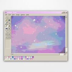 a computer screen with an image of the sky and stars on it's side