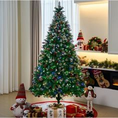 a decorated christmas tree in a living room