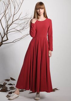 Red Linen Dress, Tailored Clothes, Linen Maxi Dress, Long Skirts, Vestido Casual, Dress Maxi, Women Dress, Linen Dress, Womens Maxi Dresses