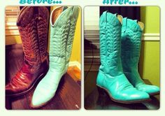 Upcycle old boots by painting them! Boot Makeover, Remade Clothes, Fair Decorations, Cowboy Boot Crafts, Old Cowboy Boots, Upcycle Shoes, Mod Melts, Cowboy Accessories, Diy Clothes Accessories