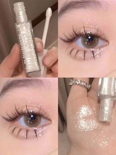 Liquid Glitter Eyeshadow Looks, Asian Makeup Products, Makeup Ala Korea, Glow Shots, Glitter Makeup Looks, Liquid Glitter Eyeshadow