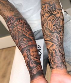 a man with tattoos on his arms and arm