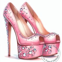 Welcome to A Cat Named Midnight! I'm so happy to present my second listing of charming Watercolor Pink High Heels with Rhinestones clipart! They are perfect for junk journals, greeting cards, stickers, invitations, mugs, prints, bags, apparel, social media posts, or anything you can dream! They will make a lovely addition to your clipart treasures! With 11 beautiful images they are a great value! ❤ INCLUDED  11 High Resolution JPG images at 300 DPI, 3600 x 3600 pixels (12 inches x 12 inches) All Pink High Heel Gala Shoes, Luxury Pink High Heels, Pink Crystal Embellished Heels, Heels With Rhinestones, Pink Crystal-embellished Wedding Shoes For Party, Luxury Pink Heels With 4-inch Heel, Womens Shoe, Shoe Image, Pink High Heels