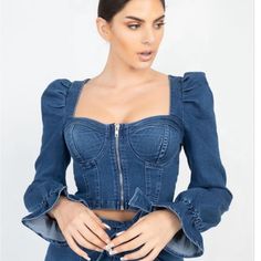 Denim Crop Doll Baby Top Size:S,M,L ,Condition:Brand New Cute Blue Denim Tops, Denim Crop Top, Baby Top, Summer Clothes, Summer Outfits, Color Blue, Womens Tops, Crop Tops, Dolls