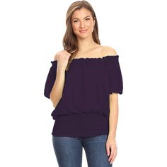 Elevate your wardrobe with the Anna-Kaci Women's Dainty Off Shoulder Blouse. This versatile blouse features a dainty off-shoulder design with short sleeve ruffles, perfect for adding a touch of boho flair to any outfit. Whether you're dressing up for a pirate-inspired costume or keeping it casual with jeans and wedges, this blouse offers endless styling possibilities for any occasion. Cold Shoulder Tops For Day Out, Stretch Off-shoulder Blouse For Day Out, Casual Off-shoulder Peasant Top, Jeans And Wedges, Sleeve Ruffles, Shoulder Crop Top, Wrap Blouse, Shoulder Design, Chiffon Blouse