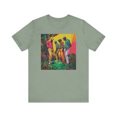 This Black Men Golfers tee shirt features a group of African American men playing a round of golf. The men are dressed in vibrant, colorful golf attire, will definitely draw attention and spark interesting conversations. Adorned with an exquisite design of black men engaged in a friendly round of golf, each figure is depicted in eye-catching, colorful attire that celebrates the spirit of camaraderie and brotherhood. This Black Men Golfers tee shirt is an ideal gift for celebrating the spirit of the game. 𝗗𝗘𝗧𝗔𝗜𝗟𝗦:👉🏾 100% ring-spun cotton👉🏾 Easy to layer, breathable👉🏾 Ribbed knit collars for better shaping👉🏾 Tapered shoulders for a better fit👉🏾 Dual side seams for longer lasting shape👉🏾 Light fabric (4.5 oz/yd)👉🏾 Eurofit👉🏾 Runs true to size👉🏾 Fabric blends: Athletic Interesting Conversation, Golf Attire, Culture Club, Exquisite Design, Laptop Sleeves, Unisex Sweatshirt, Black Men, Unisex Hoodies, Black Shirt