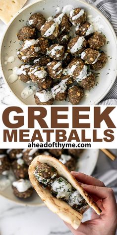 greek meatballs in pita bread on a plate