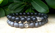 Ying Yang Mens Womens Couples Gemstone Bracelet, Yoga Bracelets, Mala Beads, Reiki Matt Black & Gray Onyx Bracelets, Positive Energy Balance by Braceletshomme on Etsy Black Engraved Spiritual Bracelets, Black Spiritual Engraved Bracelets, Spiritual Black Engraved Bracelets, Black Inspirational Friendship Bracelets, Inspirational Black Friendship Bracelets, Black Engraved Bracelets For Friendship, Black Symbolic Engraved Bracelets, Symbolic Black Engraved Bracelets, Personalized Inspirational Black Bracelets