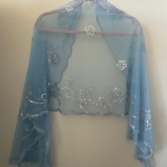 Embroidered Lace Scarf & Wrap Color Light Blue Brand New Ni Tags Blue Shawl, Color Light Blue, Lace Scarf, Fairy Wings, Embroidered Lace, Color Light, Indian Fashion, Scarf Wrap, Neck Tie