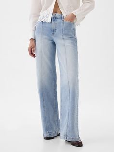 High Rise Stride Wide-Leg Jeans | Gap Jeans Look, Water Retention, Soil Health, Pocket Jeans, Non Stop, High Rise Jeans, Petite Size, Stretch Jeans, Wide Leg Jeans