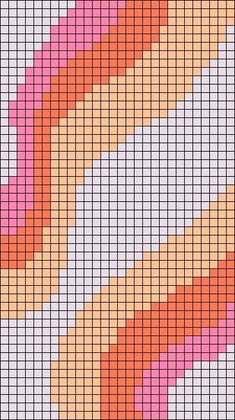 a cross stitch pattern with orange and pink stripes on the bottom half of each row