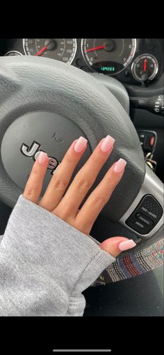 Simple Basic Acrylic Nails, Square Nails Bubble Bath, Bubble Bath Acrylic Nails Square, Simple Nail Ideas Neutral, Cute Short Square Nails One Color, Neutral Pink Square Nails, Square Acrylic Nails Basic, Simple Back To School Nails Square, Nail Ideas Bubble Bath