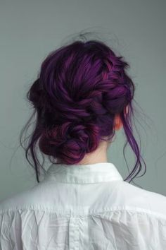 French Braid Hack, Plum Purple Hair, Braid Hack, Garden Fashion, Violet Hair, 50 Hair, Lilac Hair