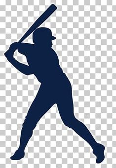 the silhouette of a baseball player with a bat in his hand, on a transparent background