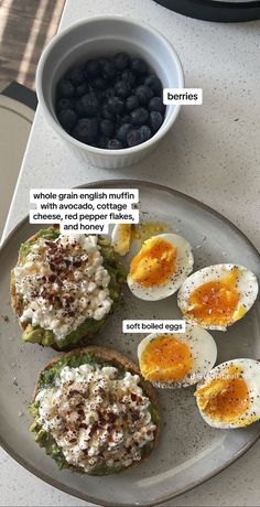 an image of eggs and other food on a plate