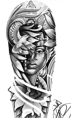 African Warrior Tattoos, Tattoo Bar, Arm Tattoos Drawing, African Warrior, Africa Tattoos, Egyptian Tattoo Sleeve, Half Sleeve Tattoos Drawings, African Tattoo, Black Art Tattoo